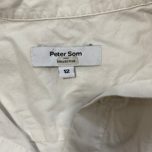 Peter Som White SZ 12 Sleeveless Draped Collard Top Quiet Luxury Minimalist Euro - Picture 3 of 9